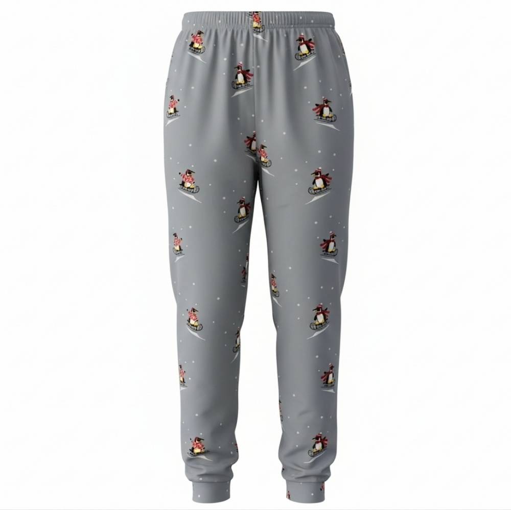 Perry Ellis Mens' Gray Penguin Print Lounge Pants Pajama Bottoms Sz.L